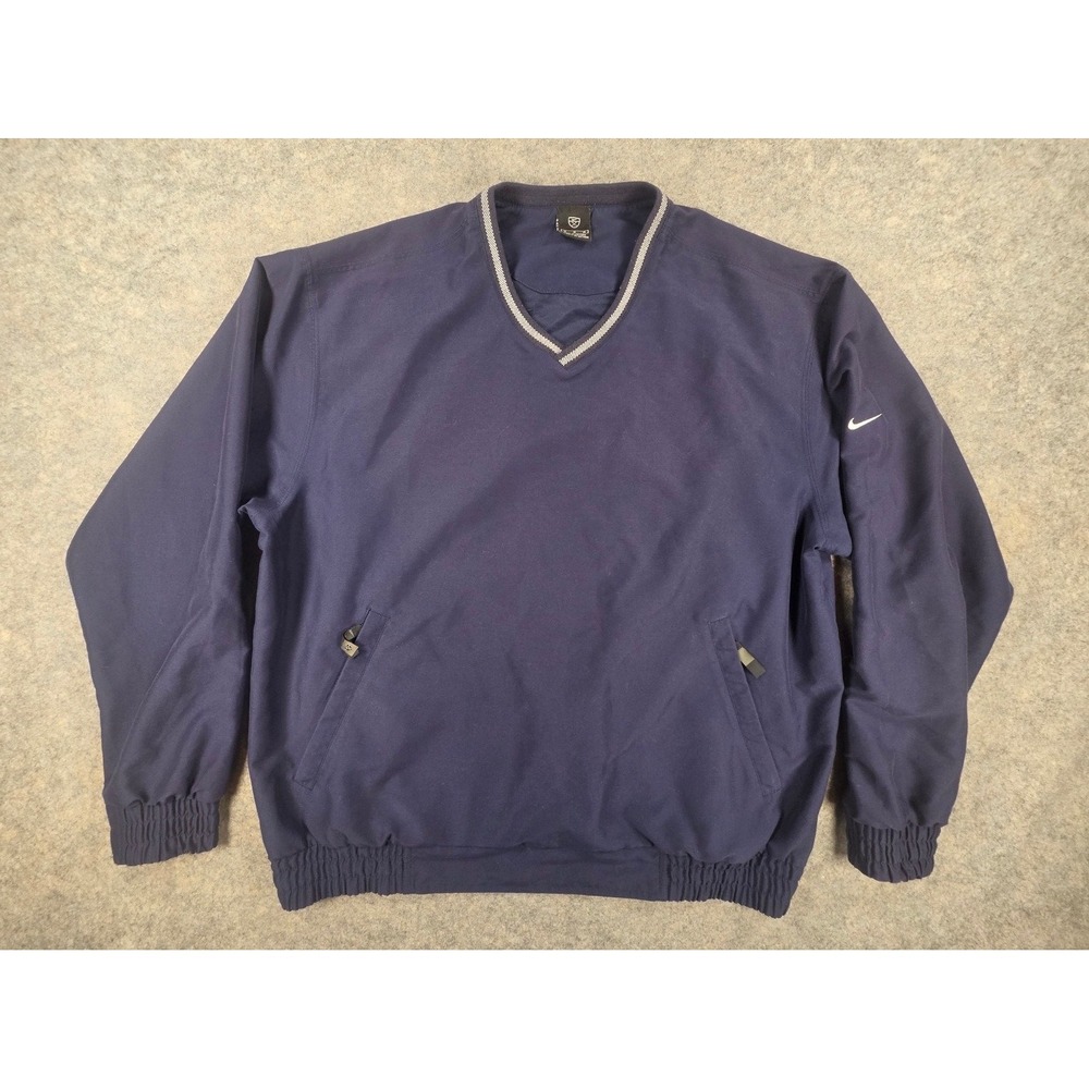 Nike Golf Mens Navy Blue V-Neck Windbreaker Pullover Jacket Medium